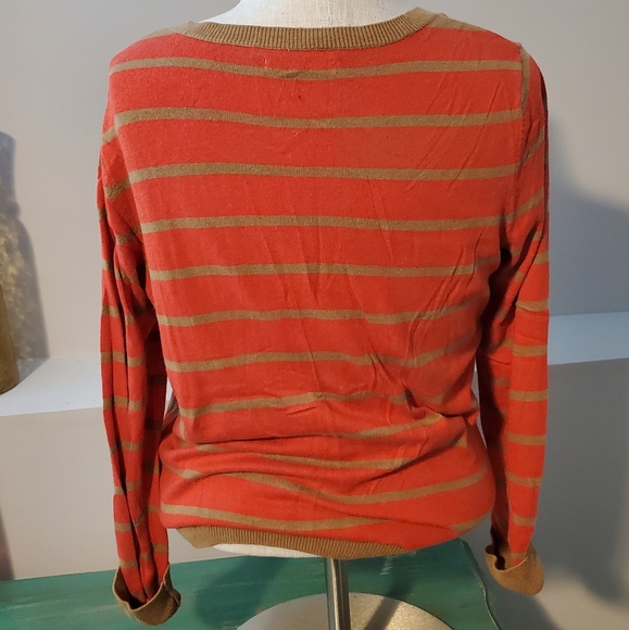 Old Navy Stripped Seeater zip up Red and Brown - Picture 3 of 3